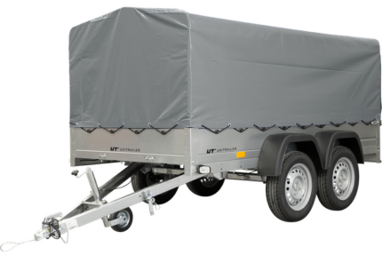 REMORQUE DOUBLE ESSIEUX UNITRAILER 264/2 KIPP AVEC ROUE JOCKEY, ARCEAU ET bâche GRISE
