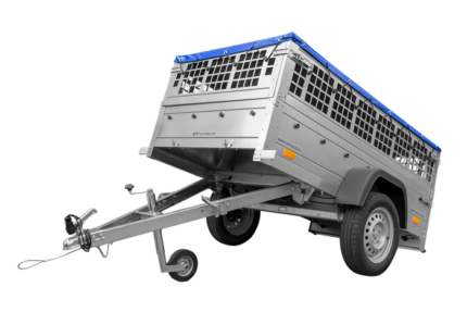 Remorque grillagée 200x106 avec bâche plate bleue, tiges de support bâche, ridelles grillagées et roue jockey - Garden Trailer 200 KIPP