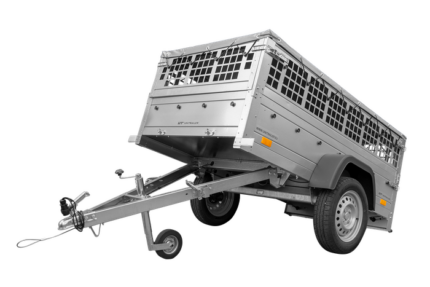 Remorque grillagée 200x106 avec bâche plate grise, tiges de support bâche, ridelles grillagées et roue jockey - Garden Trailer 200 KIPP