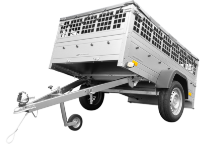 Remorque grillagée 200x125 avec bâche plate grise, tiges de support bâche, ridelles grillagées et roue jockey - Garden Trailer 201 KIPP