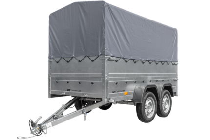 Remorque voiture 2 essieux UNITRAILER GARDEN TRAILER 264/2 KIPP avec roue jockey, côtés ridelles supplémentaires, châssis h-800 et bâche grise