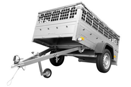 Remorque voiture utilitaire 200x125 avec bâche plate, ridelles grillagées et roue jockey - Garden Trailer 201 KIPP